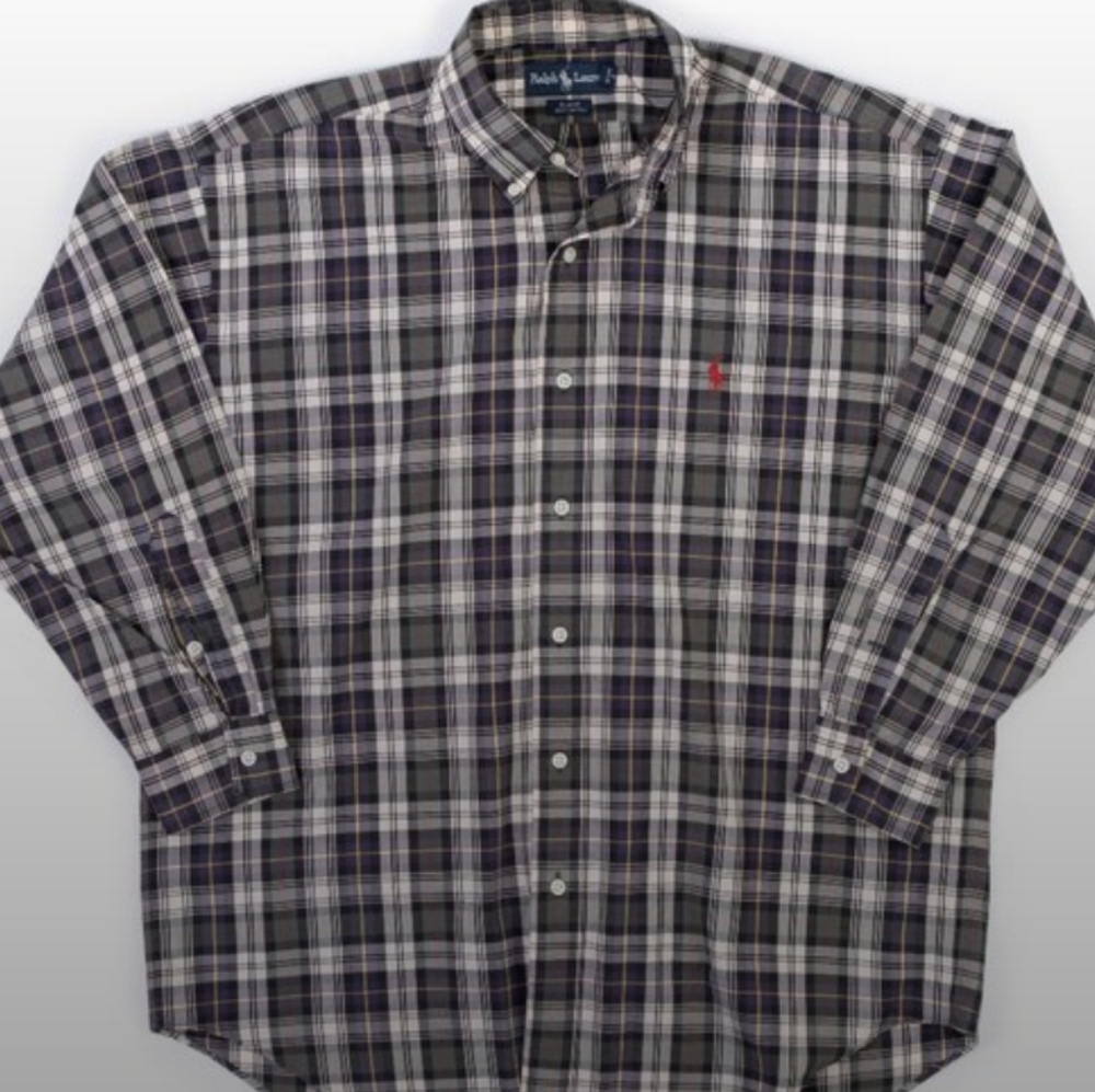 Ralph Lauren Blake tartan plaid button down shirt size M
